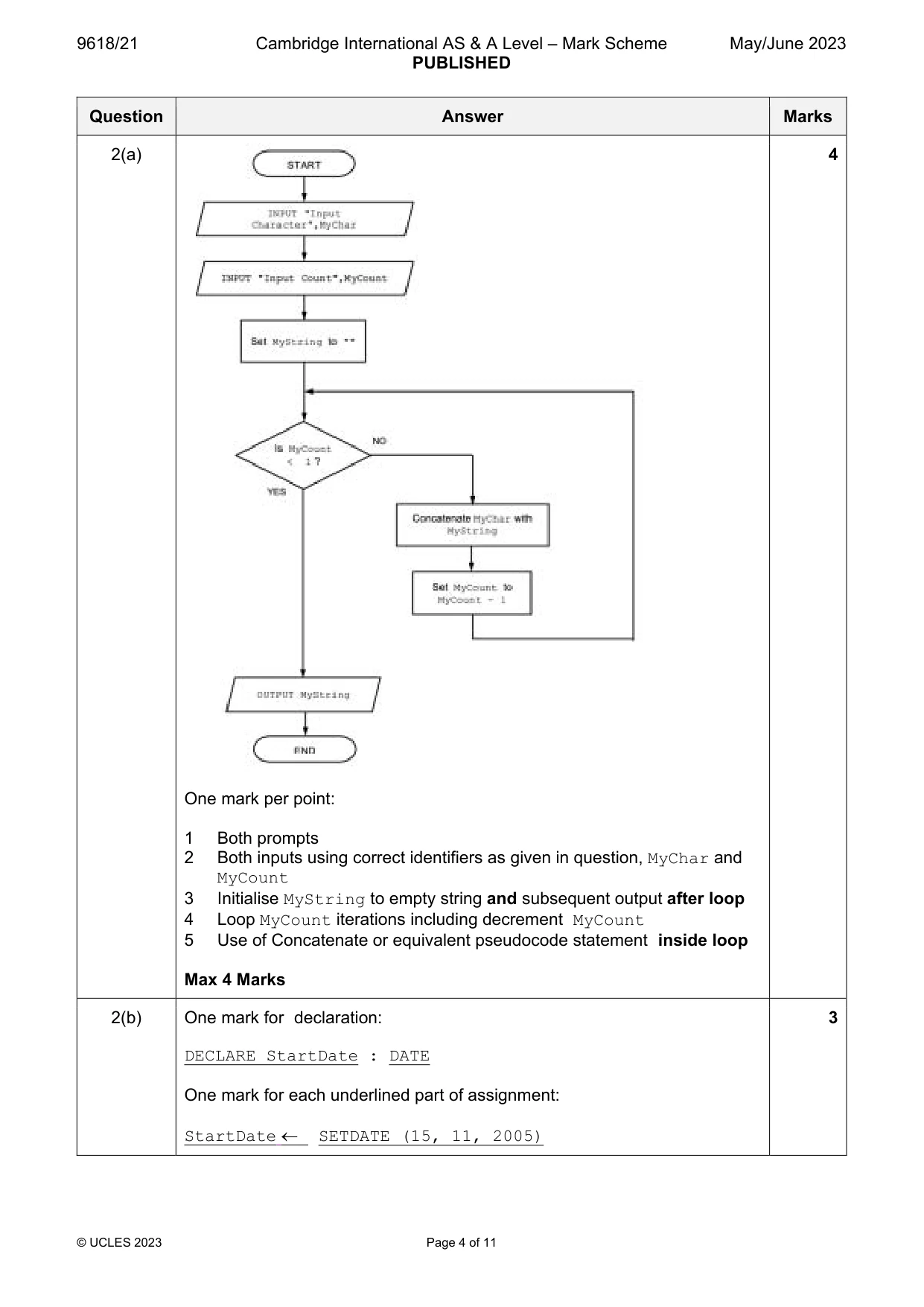 Mark scheme, page 4 of 11