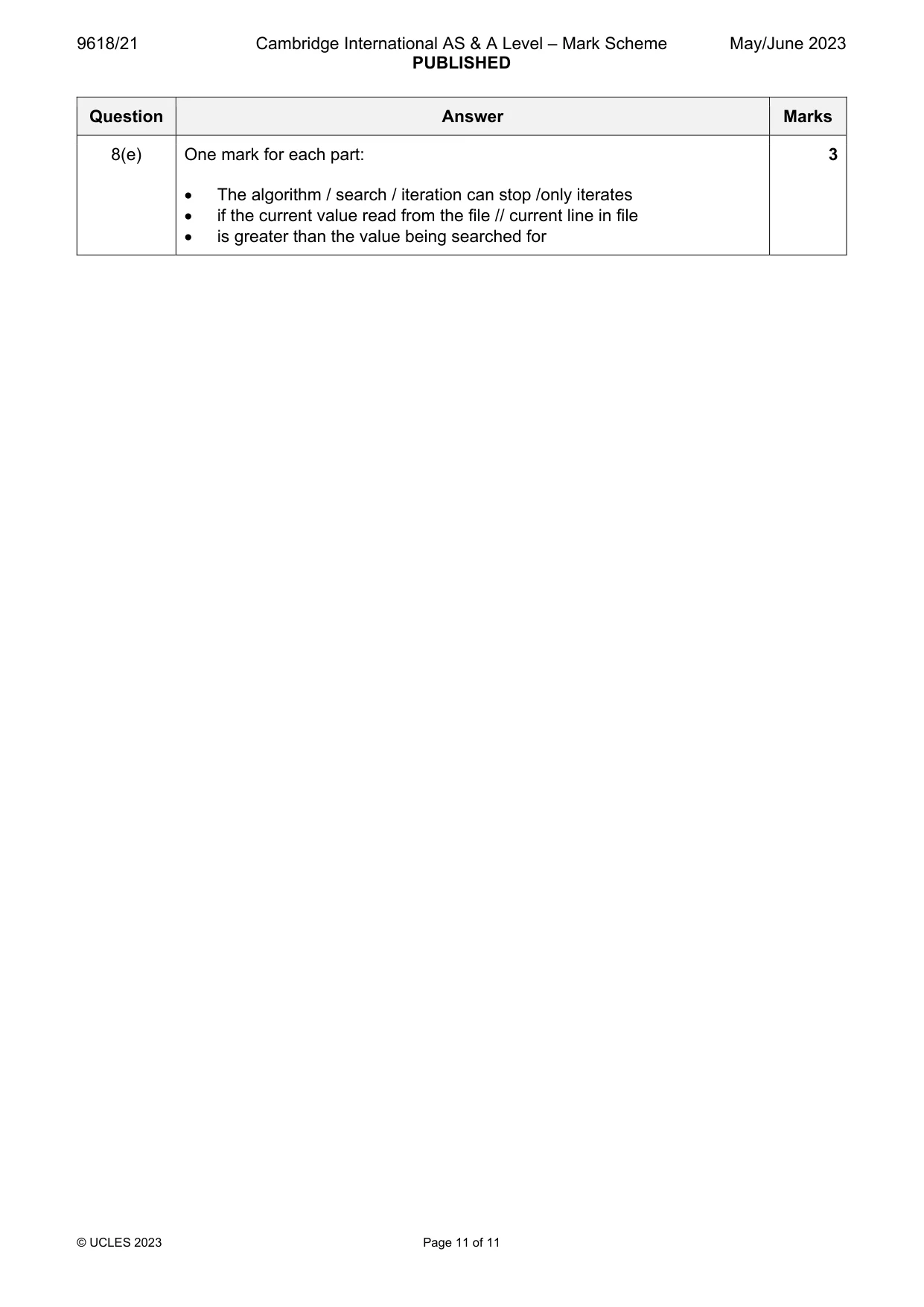 Mark scheme, page 11 of 11