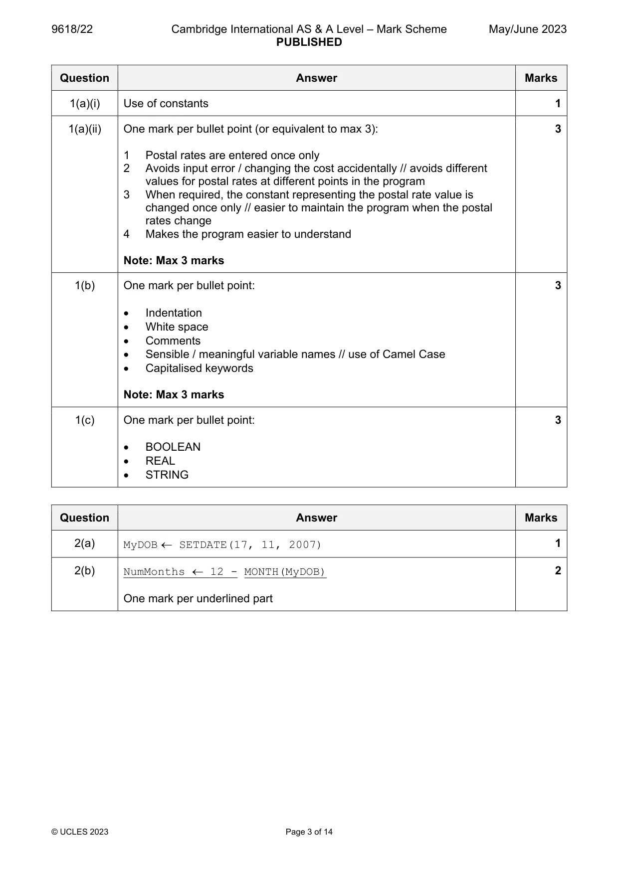 Mark scheme, page 3 of 14