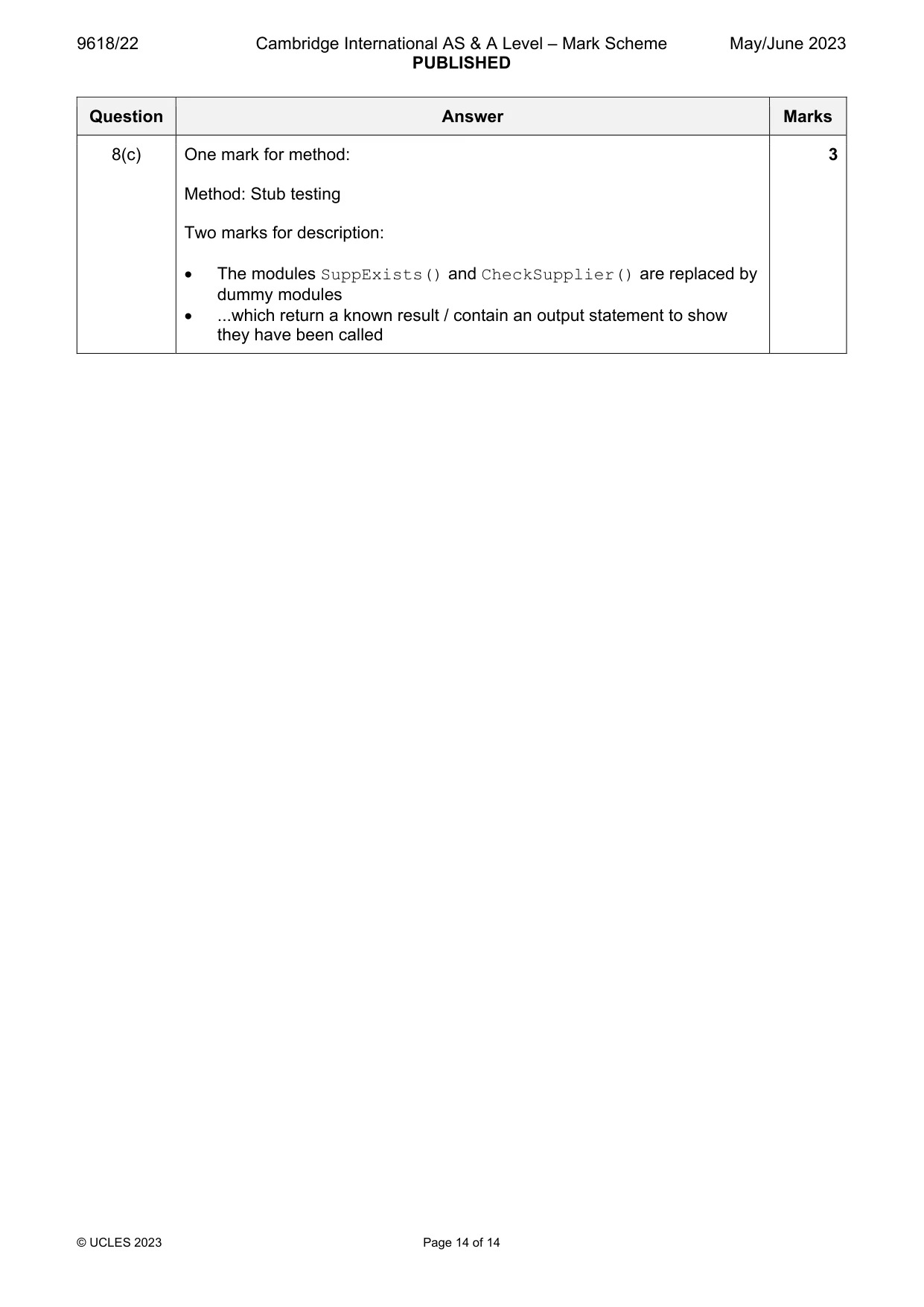 Mark scheme, page 14 of 14