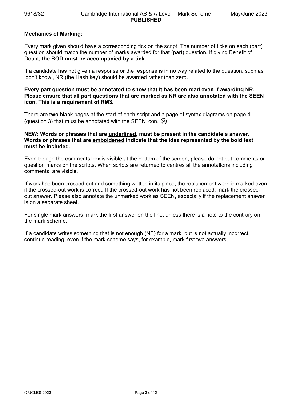 Mark scheme, page 3 of 12
