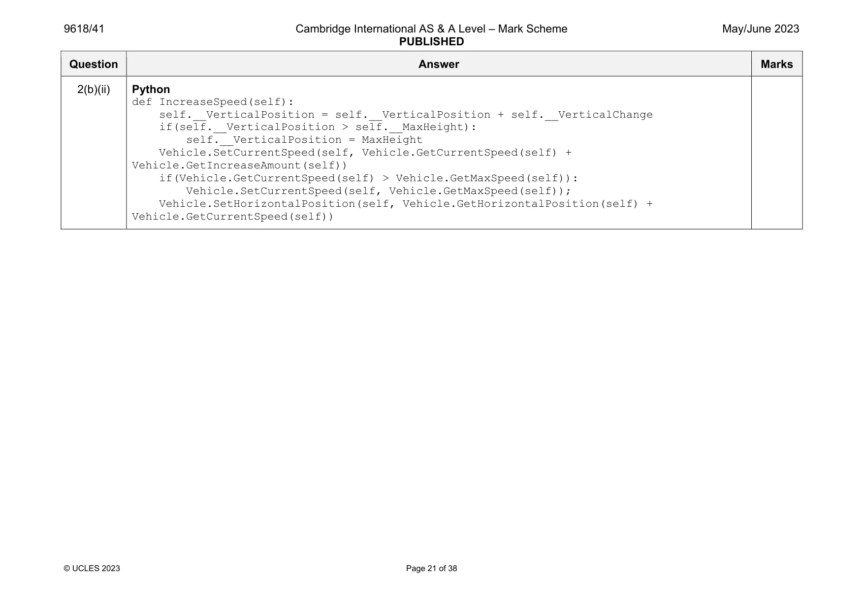 Mark scheme, page 21 of 38