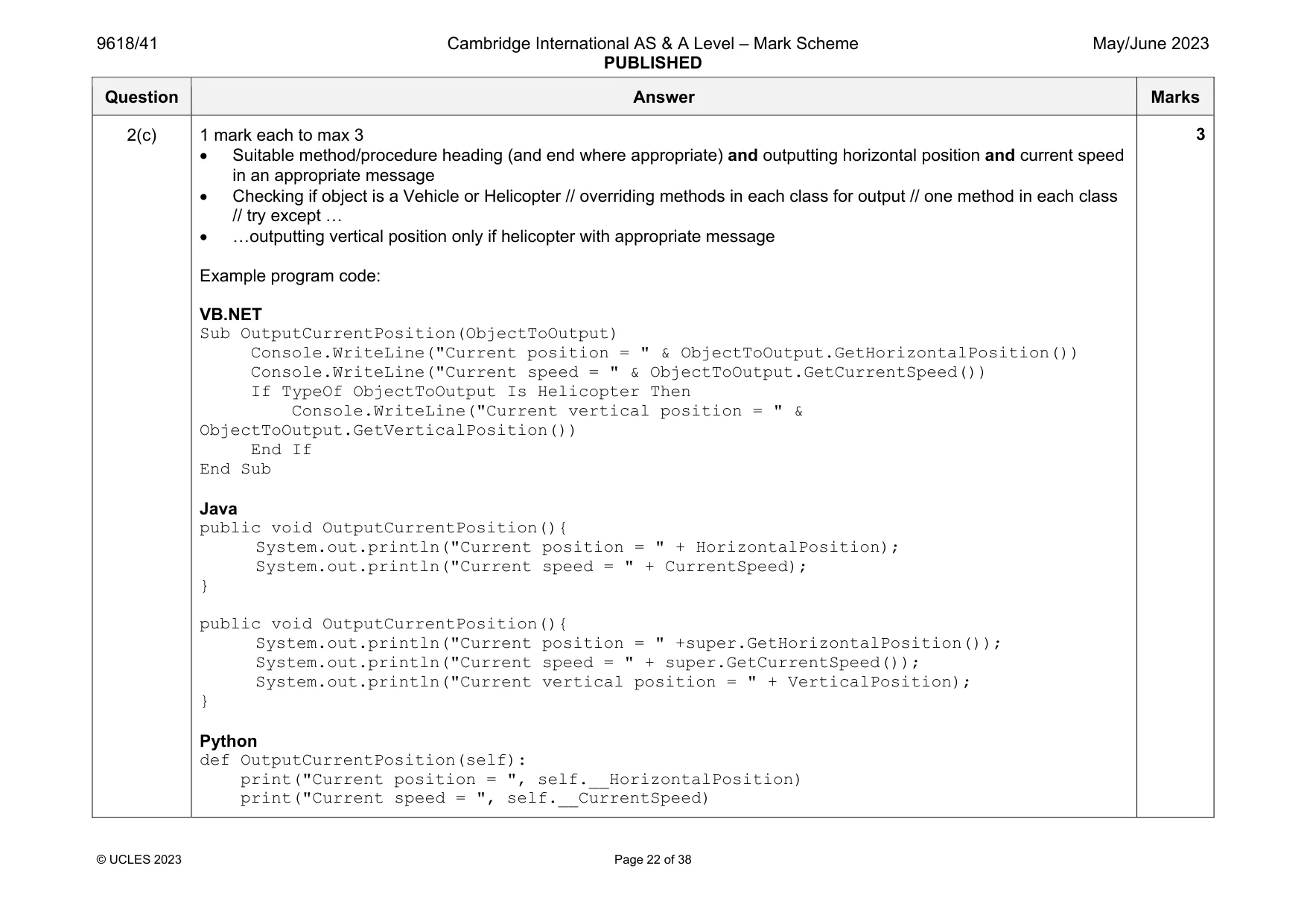 Mark scheme, page 22 of 38