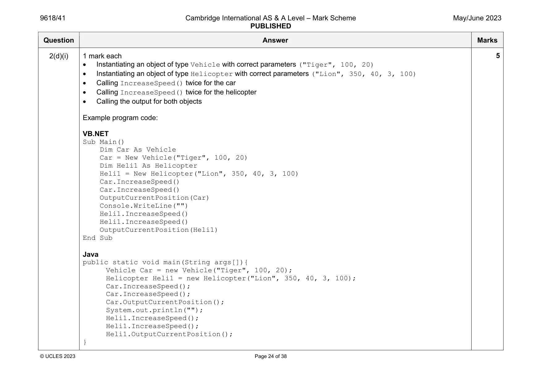 Mark scheme, page 24 of 38