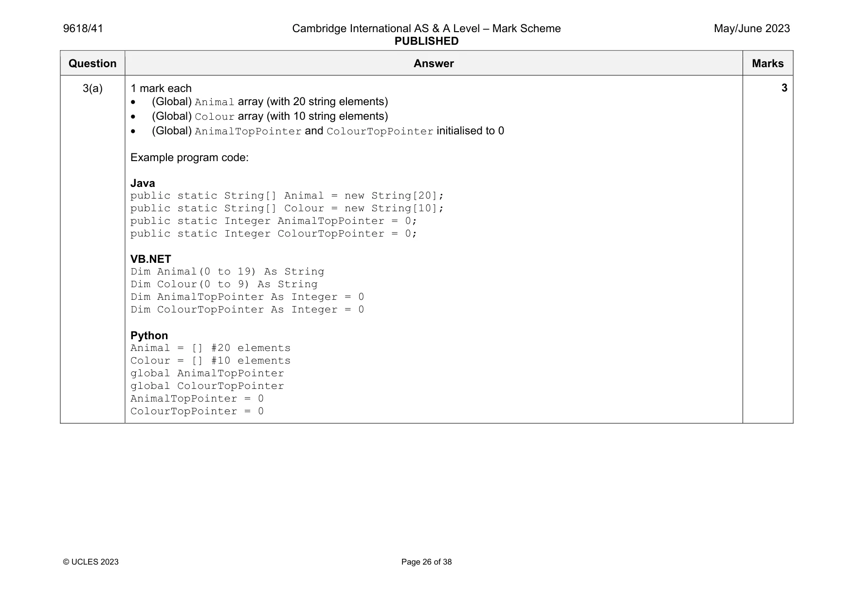 Mark scheme, page 26 of 38