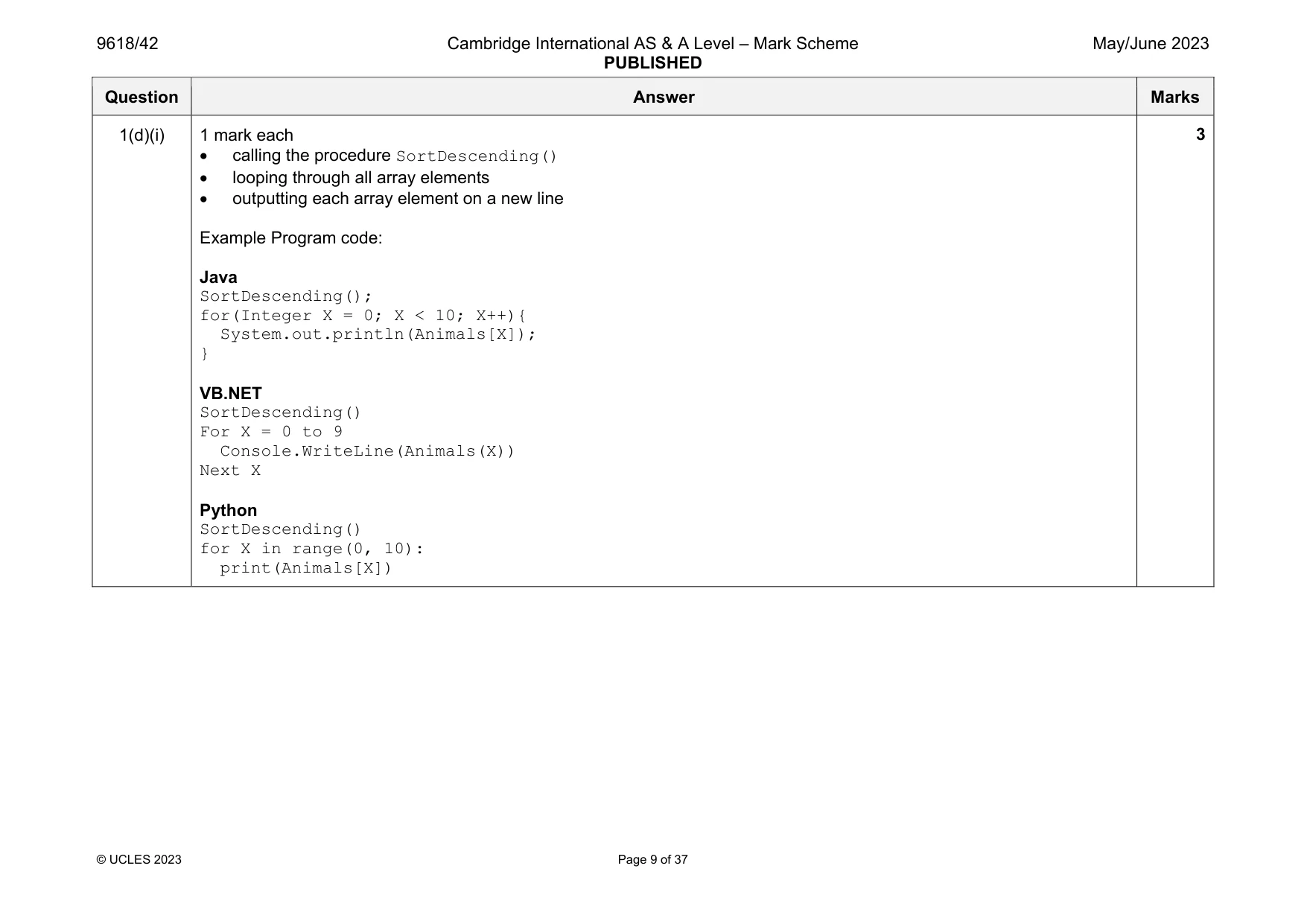 Mark scheme, page 9 of 37