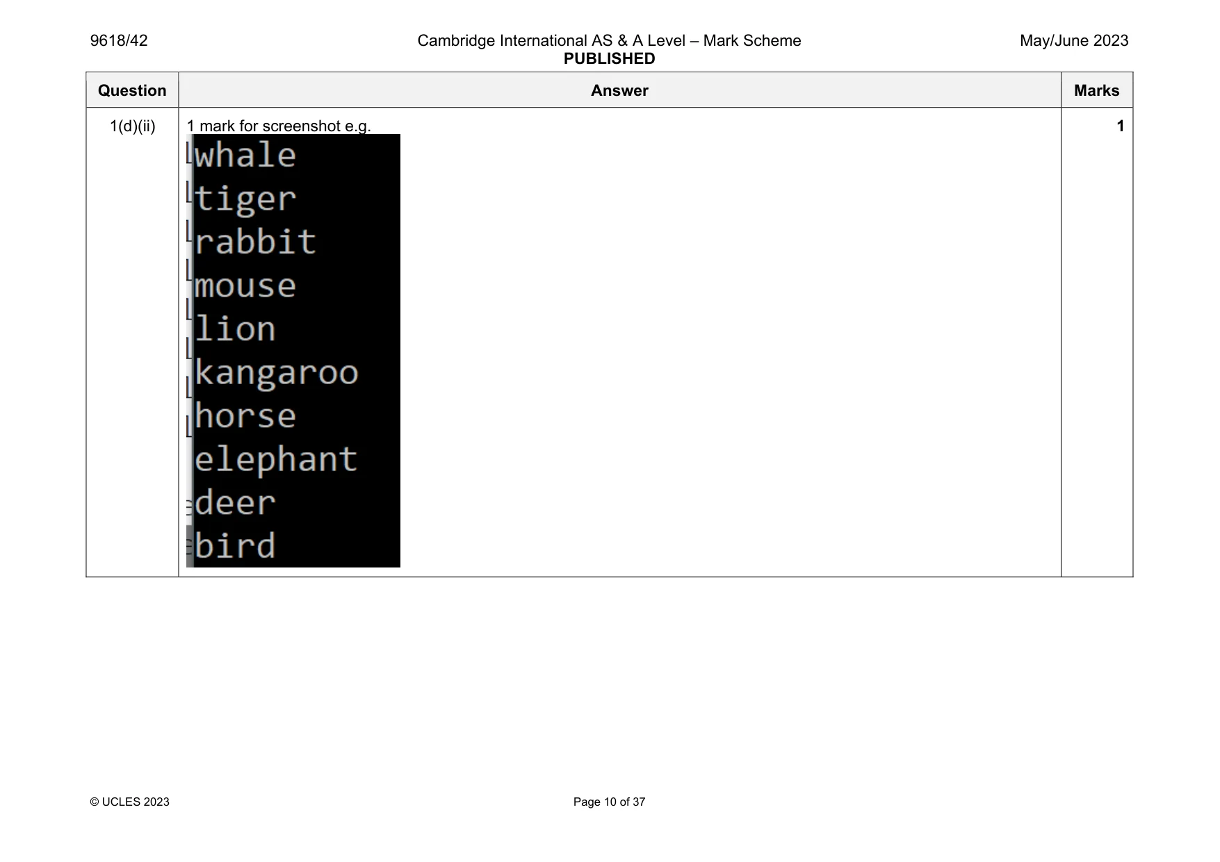 Mark scheme, page 10 of 37
