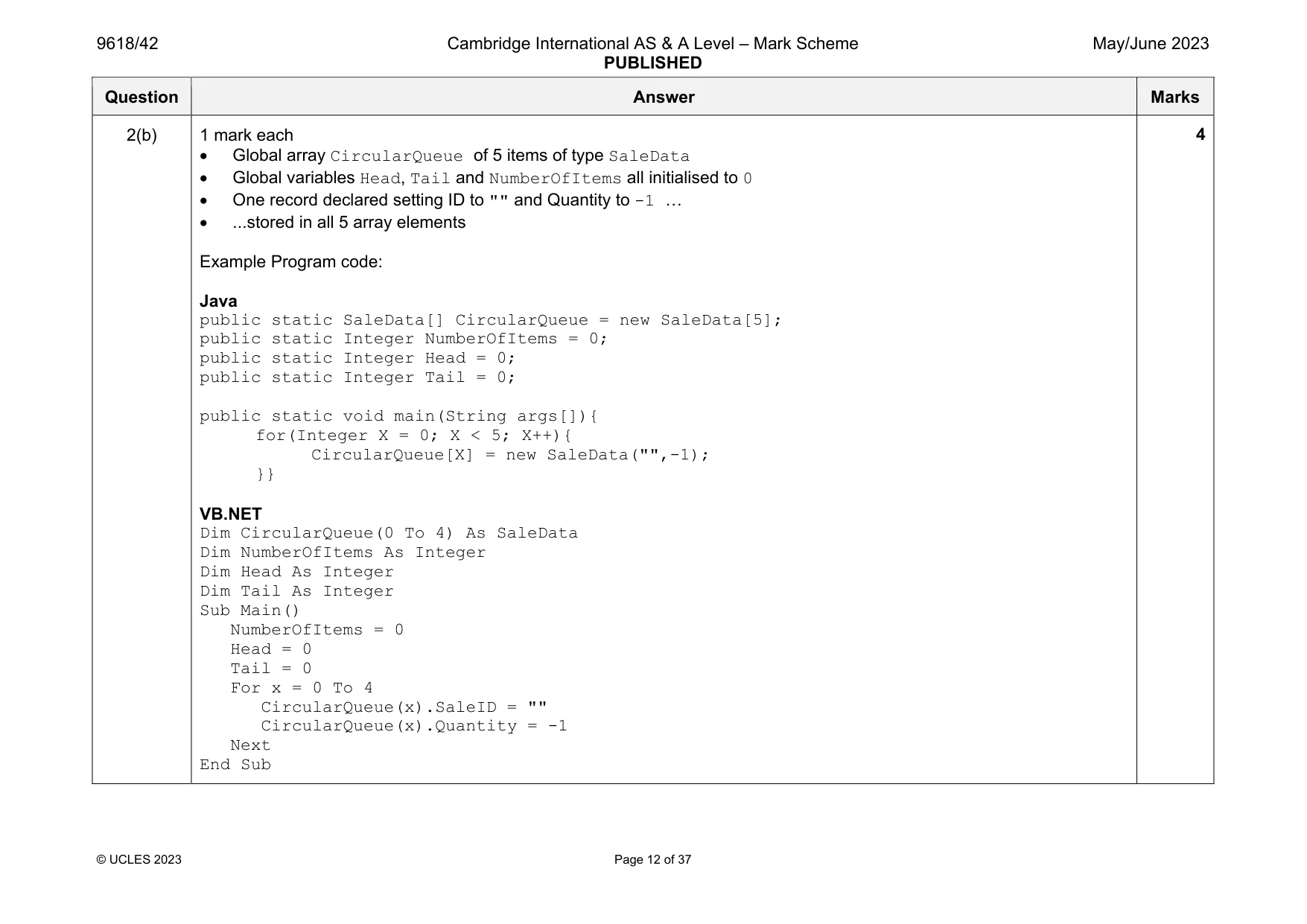 Mark scheme, page 12 of 37