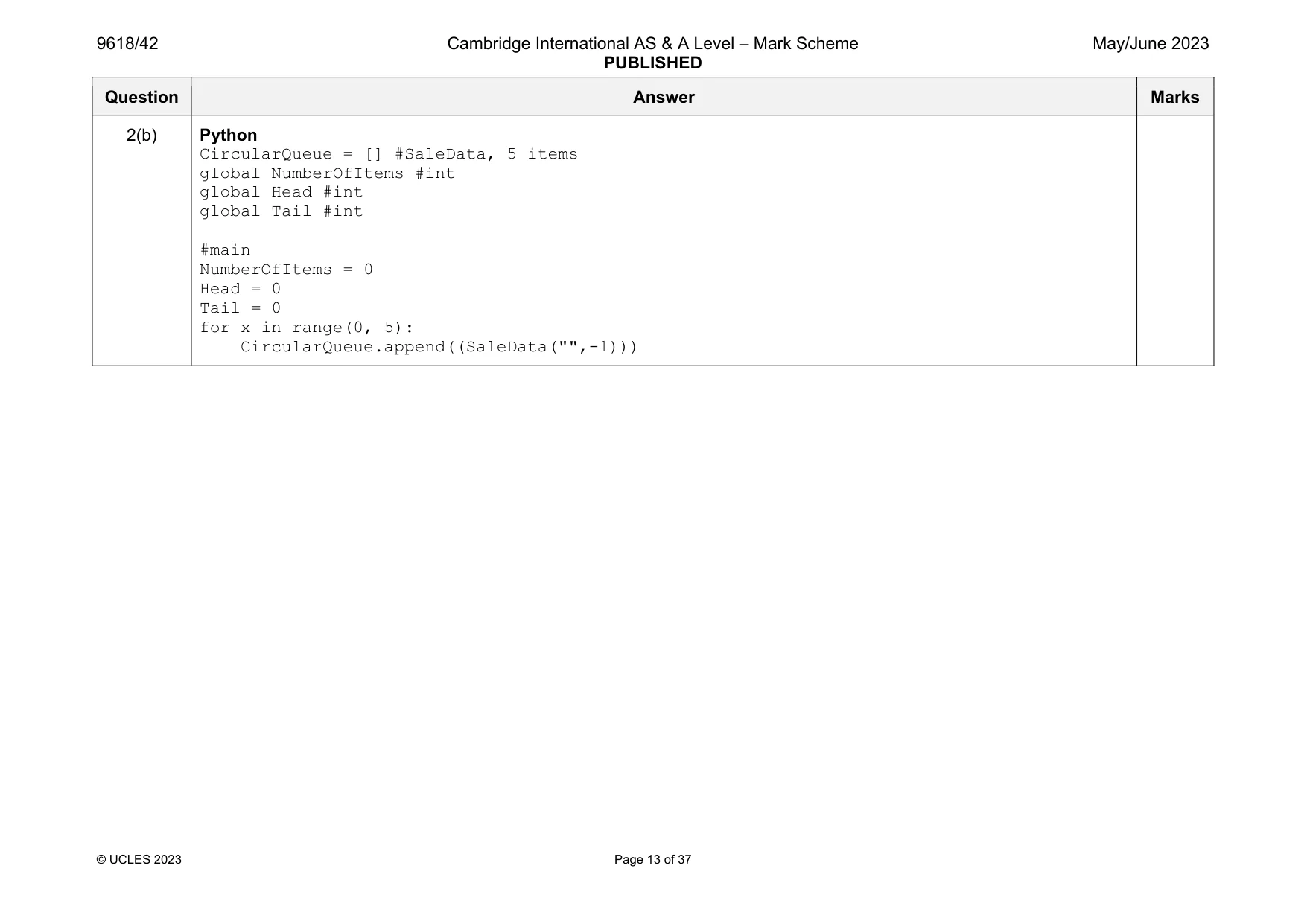 Mark scheme, page 13 of 37