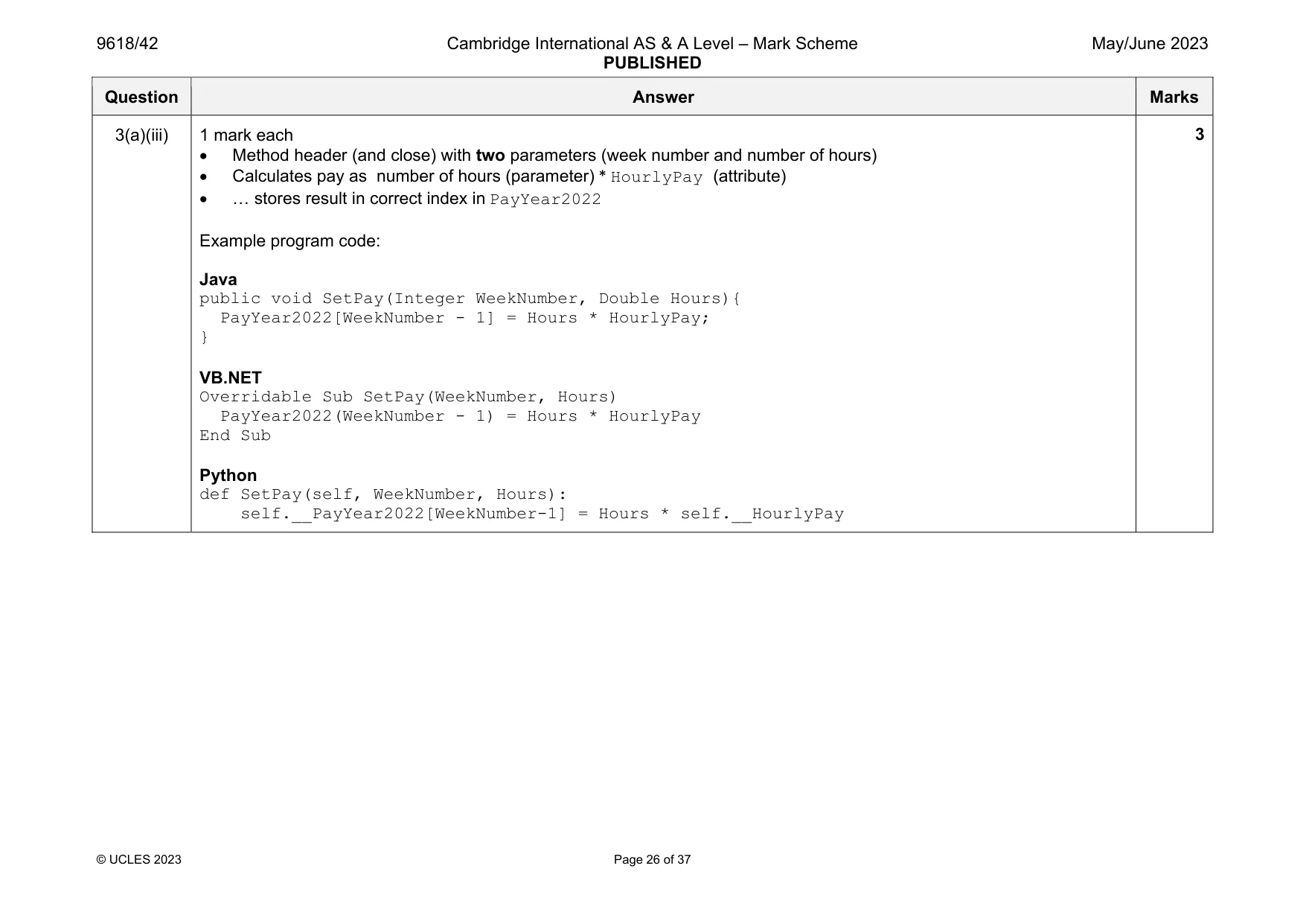 Mark scheme, page 26 of 37