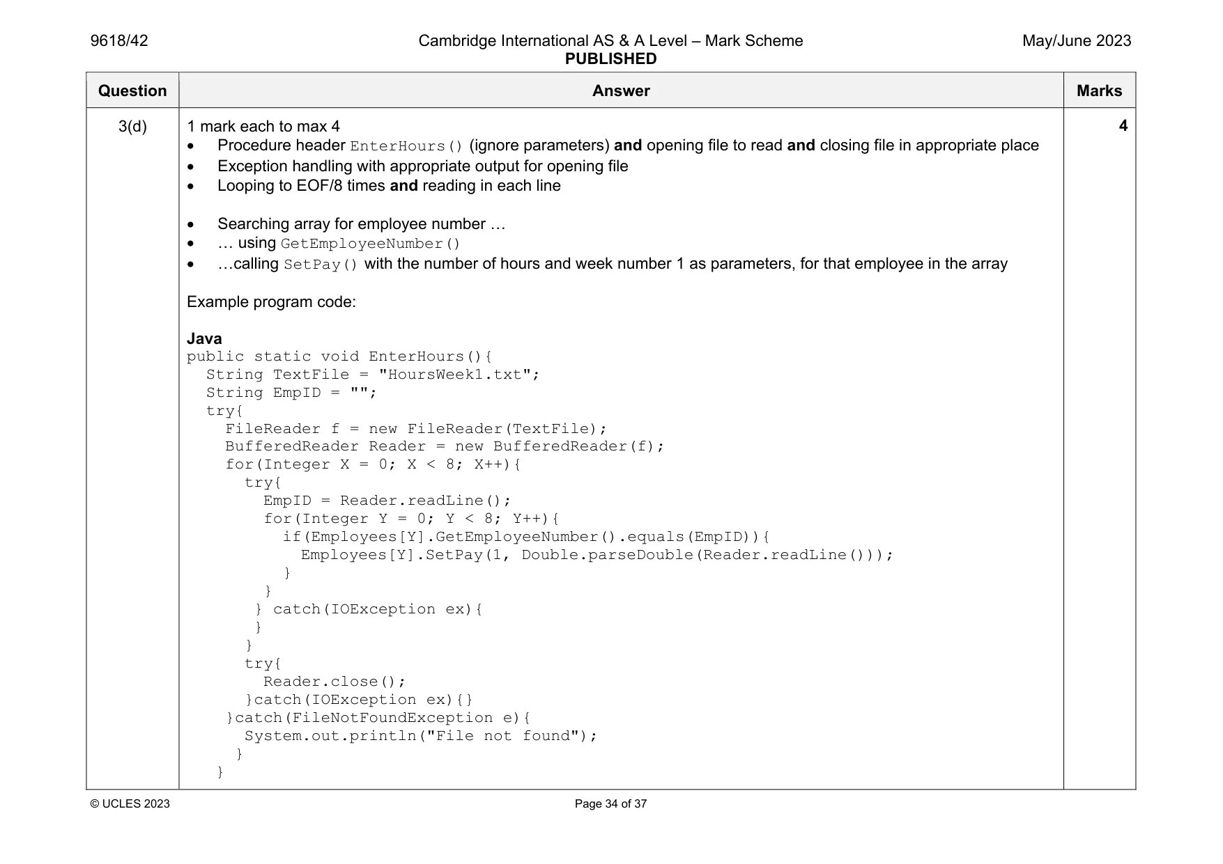 Mark scheme, page 34 of 37