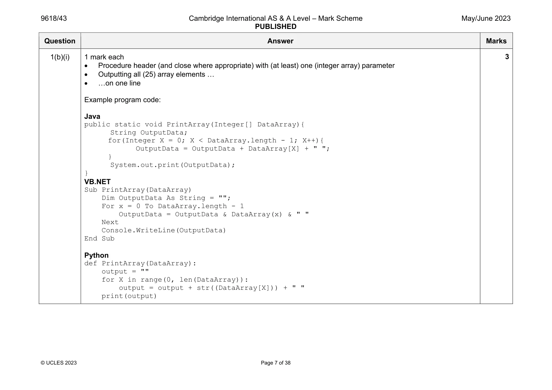 Mark scheme, page 7 of 38