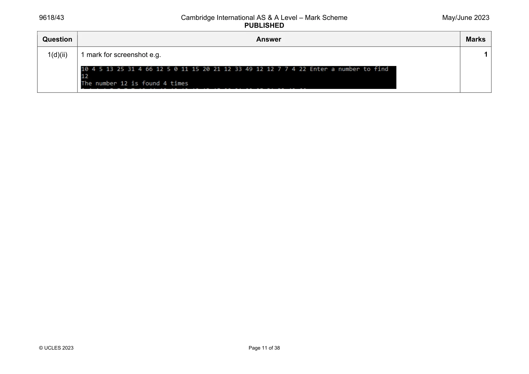Mark scheme, page 11 of 38