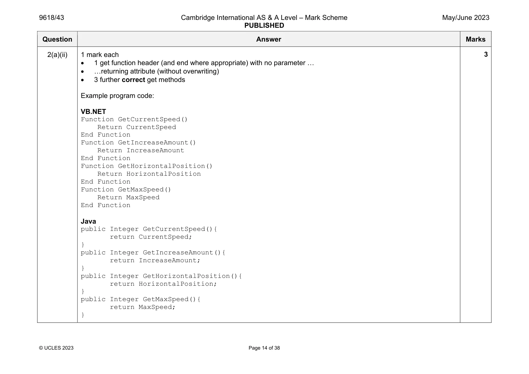 Mark scheme, page 14 of 38