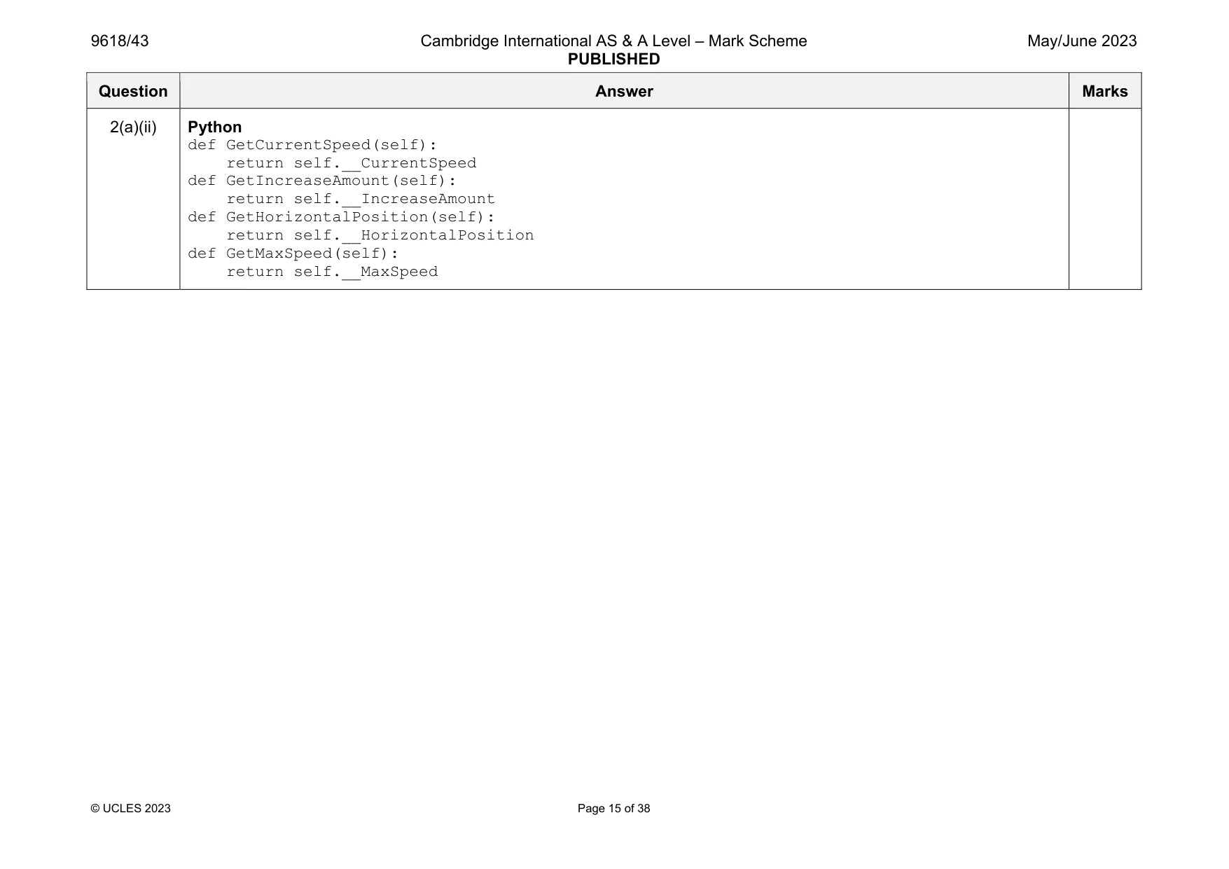 Mark scheme, page 15 of 38