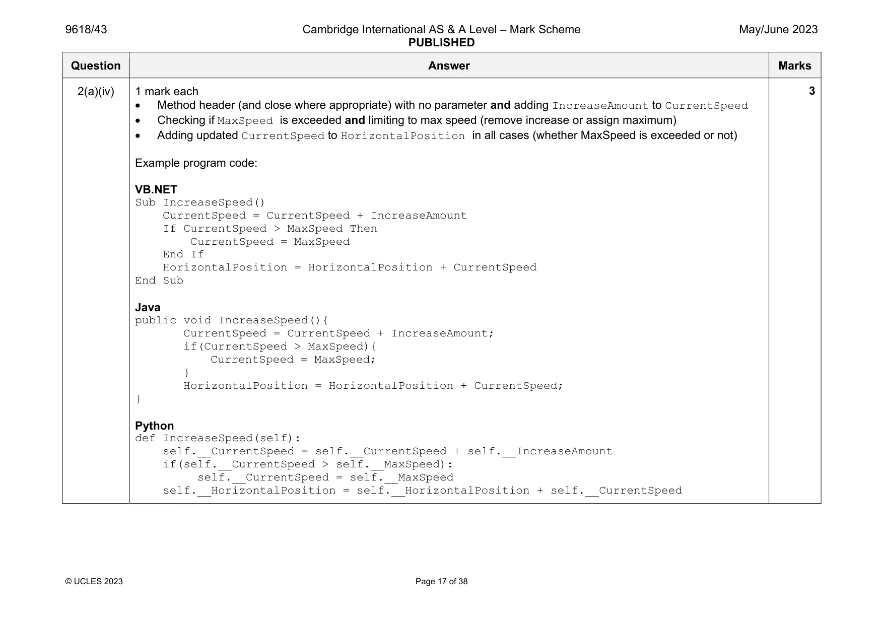 Mark scheme, page 17 of 38