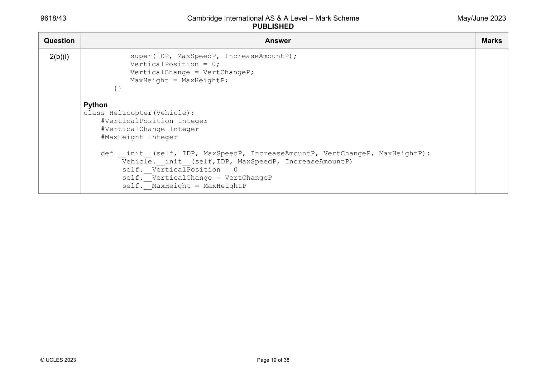 Mark scheme, page 19 of 38