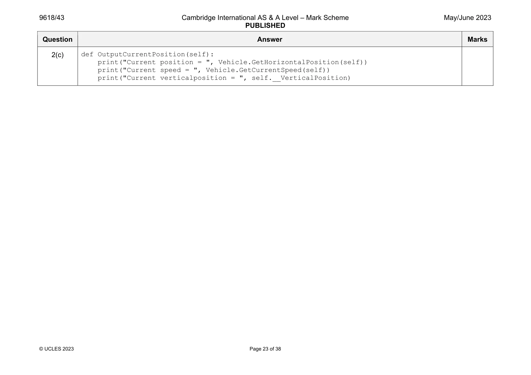 Mark scheme, page 23 of 38