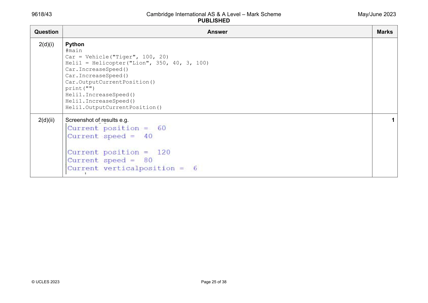 Mark scheme, page 25 of 38