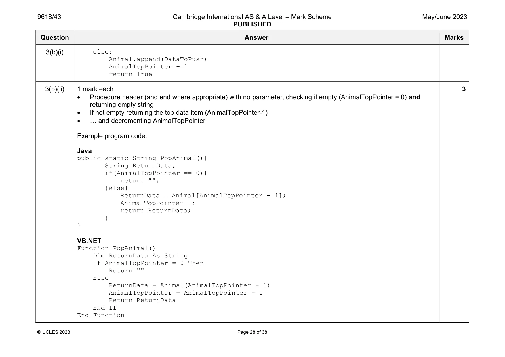 Mark scheme, page 28 of 38