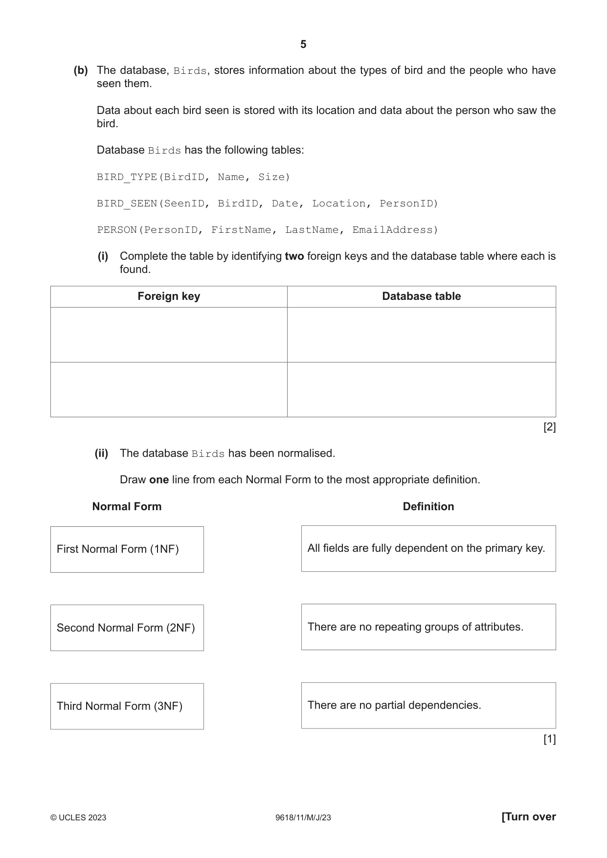 Cambridge A Level Computer Science 9618 2023 May/June Paper 1 · Variant 1 question paper, page 5 of 16
