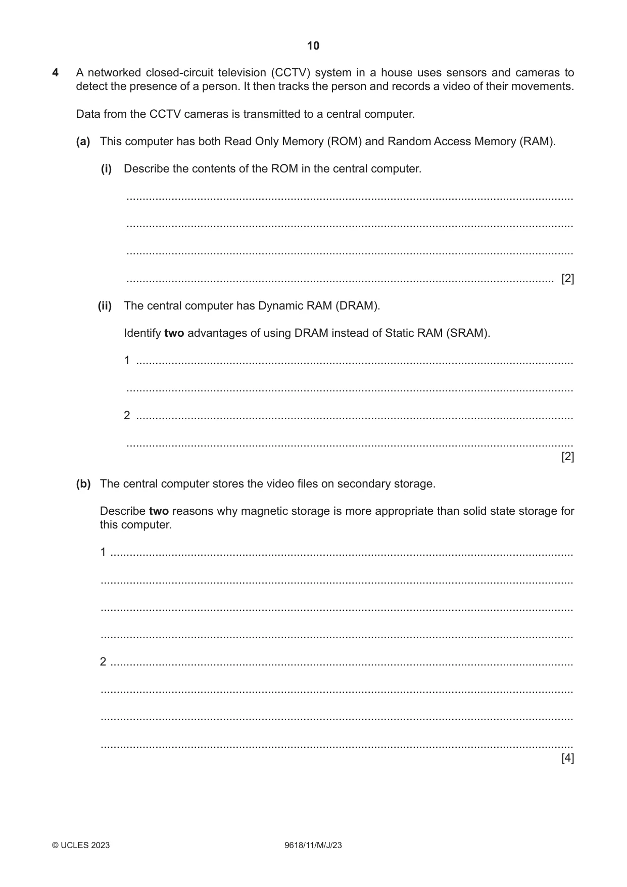 Cambridge A Level Computer Science 9618 2023 May/June Paper 1 · Variant 1 question paper, page 10 of 16