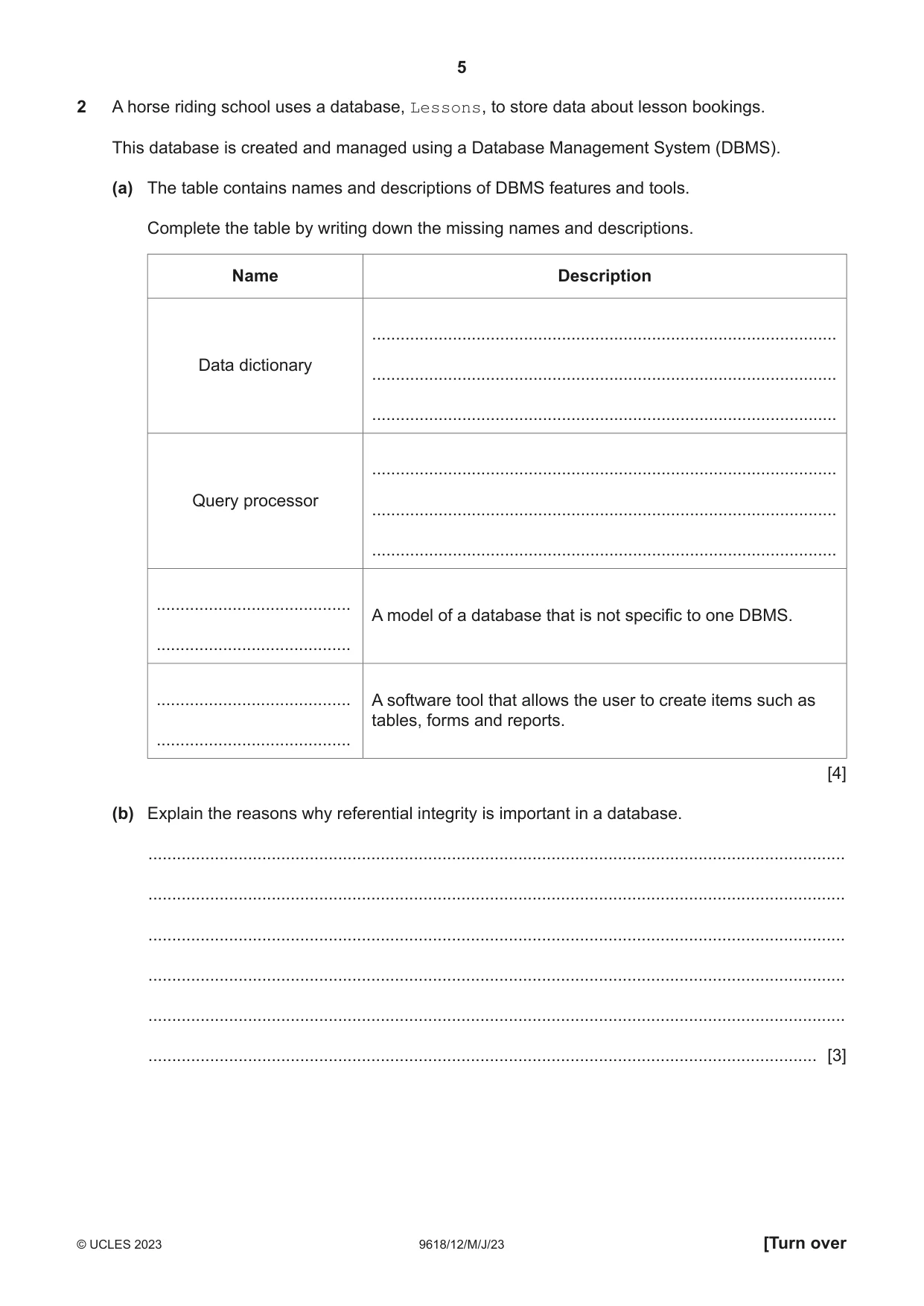 Cambridge A Level Computer Science 9618 2023 May/June Paper 1 · Variant 2 question paper, page 5 of 16