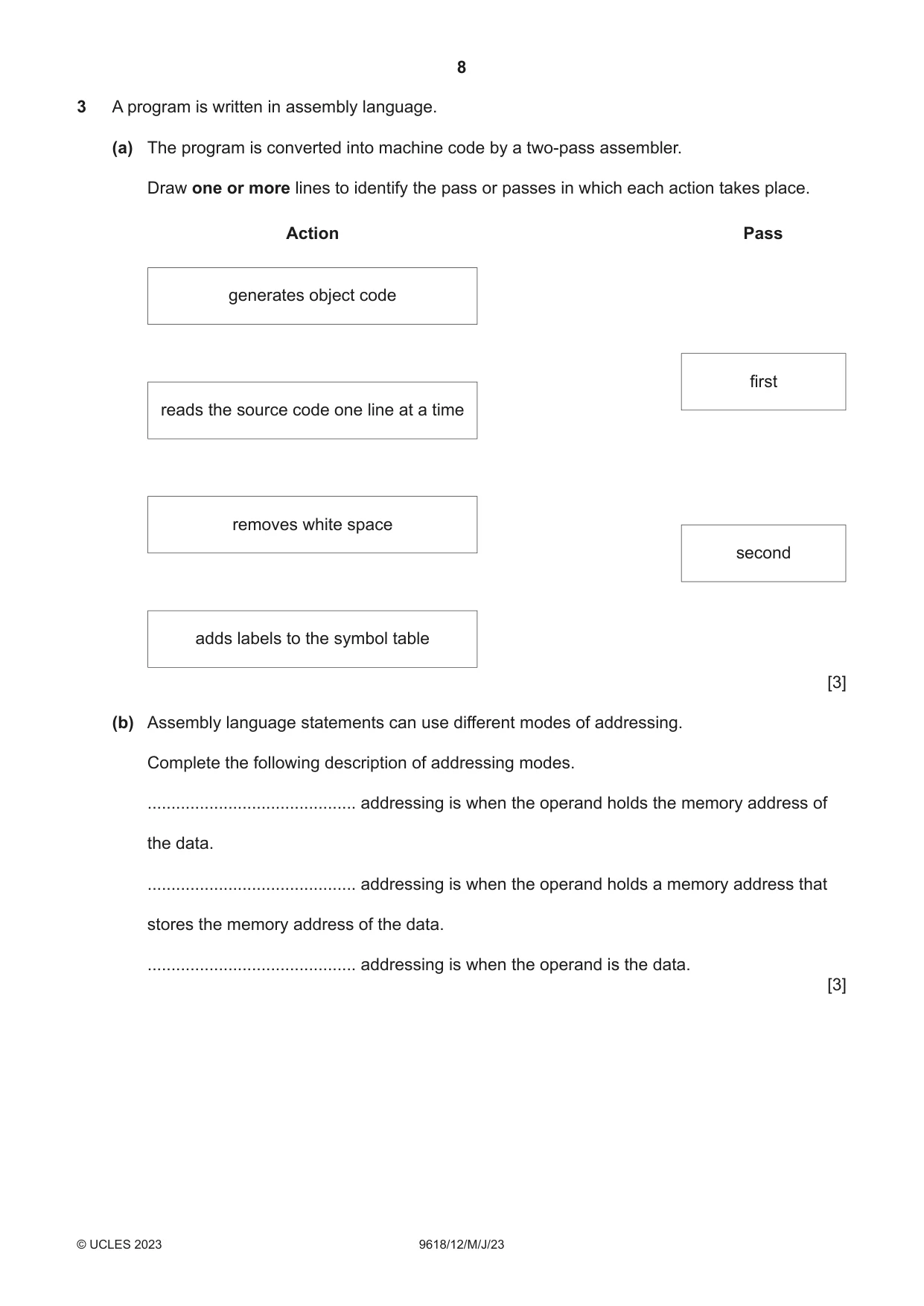 Cambridge A Level Computer Science 9618 2023 May/June Paper 1 · Variant 2 question paper, page 8 of 16