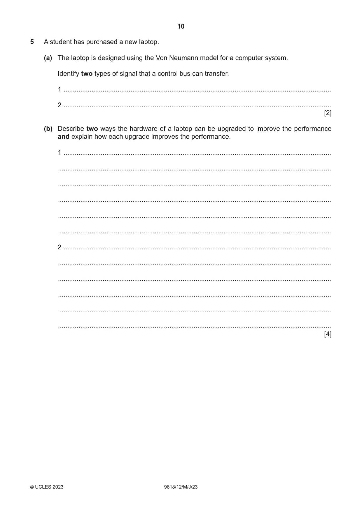 Cambridge A Level Computer Science 9618 2023 May/June Paper 1 · Variant 2 question paper, page 10 of 16