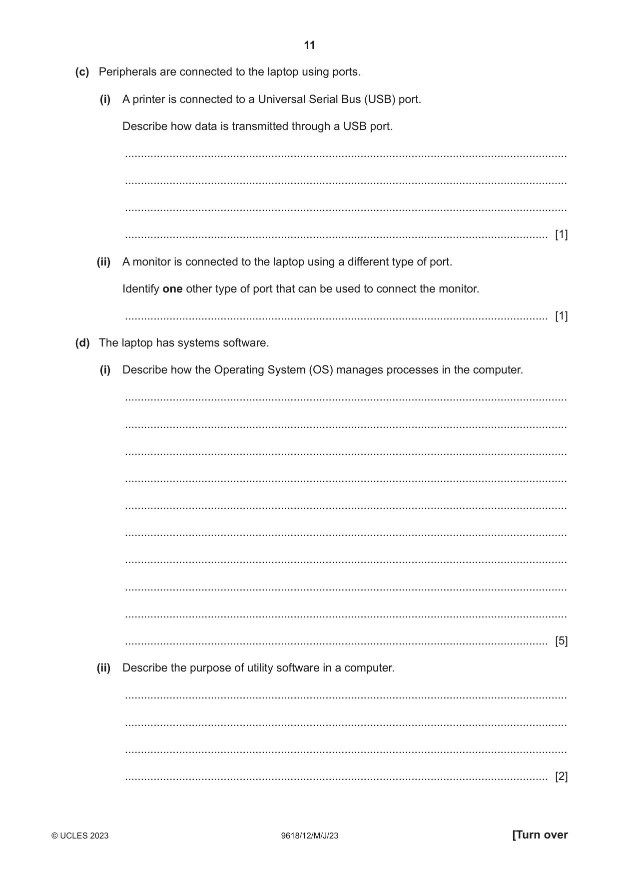 Cambridge A Level Computer Science 9618 2023 May/June Paper 1 · Variant 2 question paper, page 11 of 16