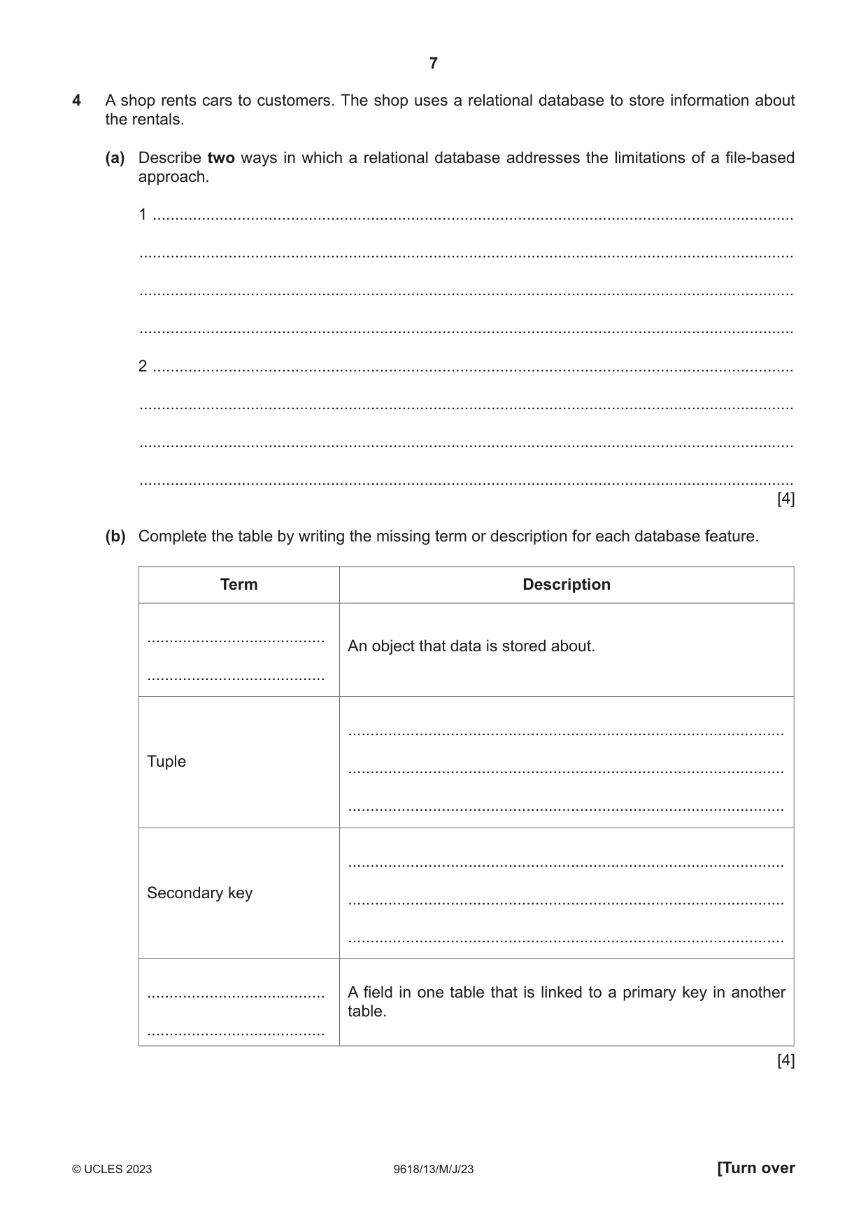 Cambridge A Level Computer Science 9618 2023 May/June Paper 1 · Variant 3 question paper, page 7 of 16
