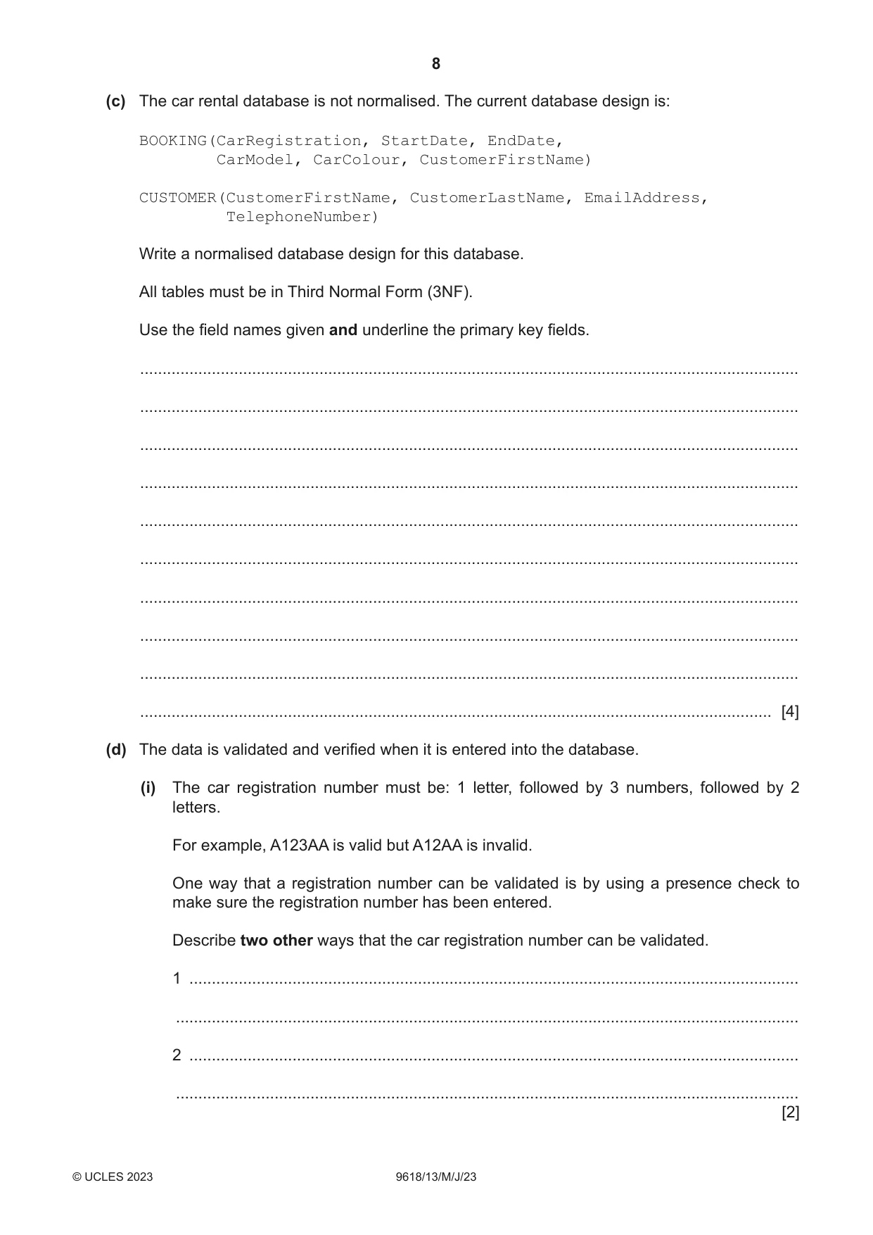 Cambridge A Level Computer Science 9618 2023 May/June Paper 1 · Variant 3 question paper, page 8 of 16