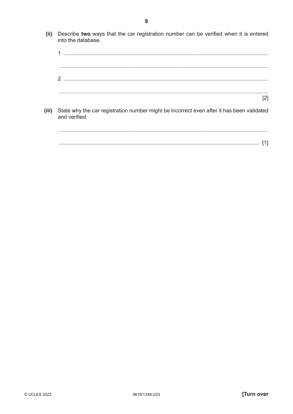 Cambridge A Level Computer Science 9618 2023 May/June Paper 1 · Variant 3 question paper, page 9 of 16