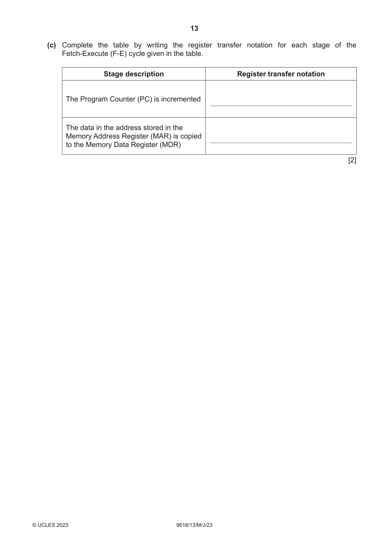 Cambridge A Level Computer Science 9618 2023 May/June Paper 1 · Variant 3 question paper, page 13 of 16