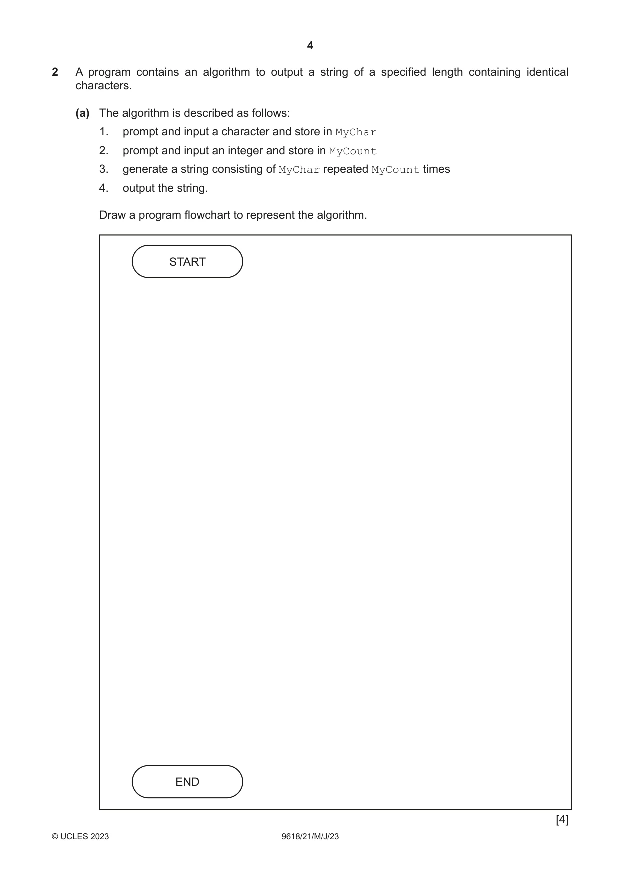 Cambridge A Level Computer Science 9618 2023 May/June Paper 2 · Variant 1 question paper, page 4 of 20