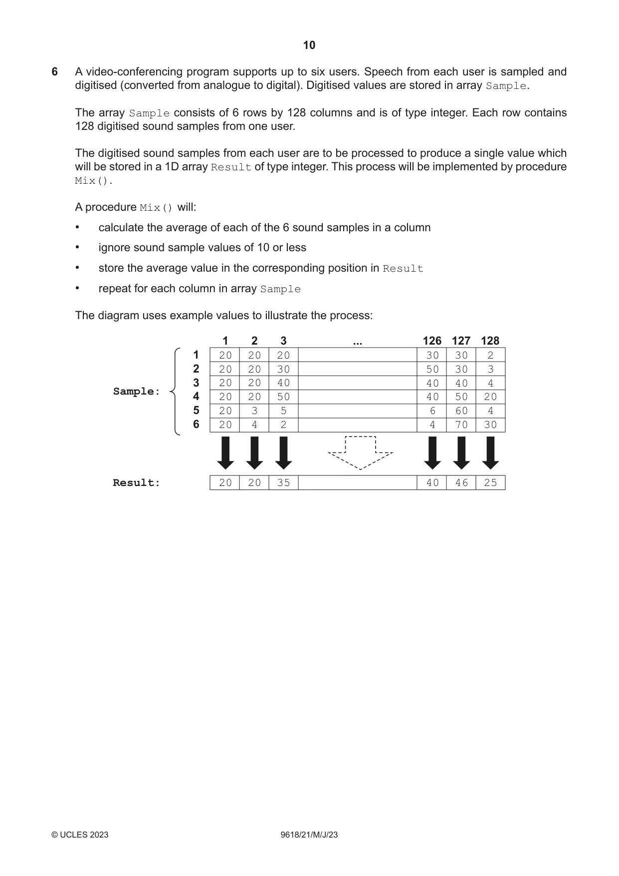 Cambridge A Level Computer Science 9618 2023 May/June Paper 2 · Variant 1 question paper, page 10 of 20