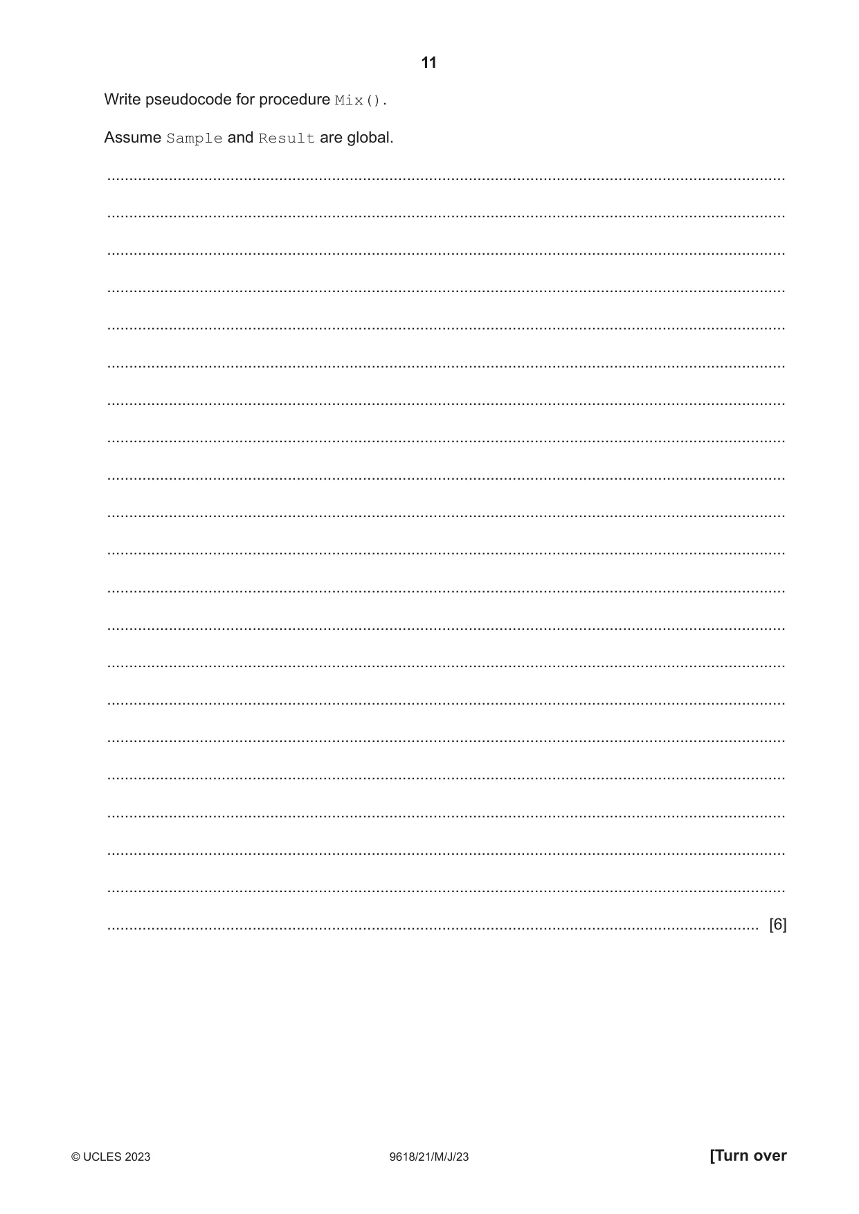 Cambridge A Level Computer Science 9618 2023 May/June Paper 2 · Variant 1 question paper, page 11 of 20