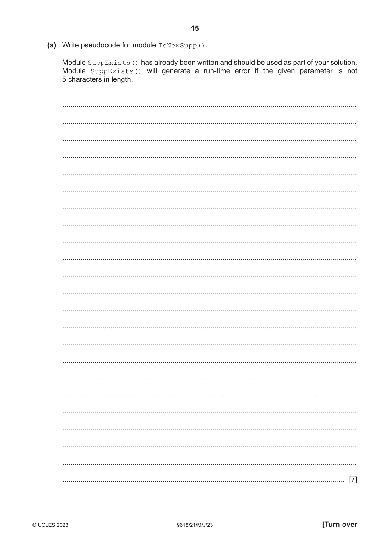 Cambridge A Level Computer Science 9618 2023 May/June Paper 2 · Variant 1 question paper, page 15 of 20
