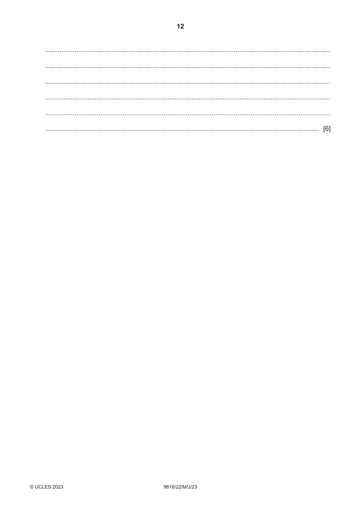 Cambridge A Level Computer Science 9618 2023 May/June Paper 2 · Variant 2 question paper, page 12 of 20