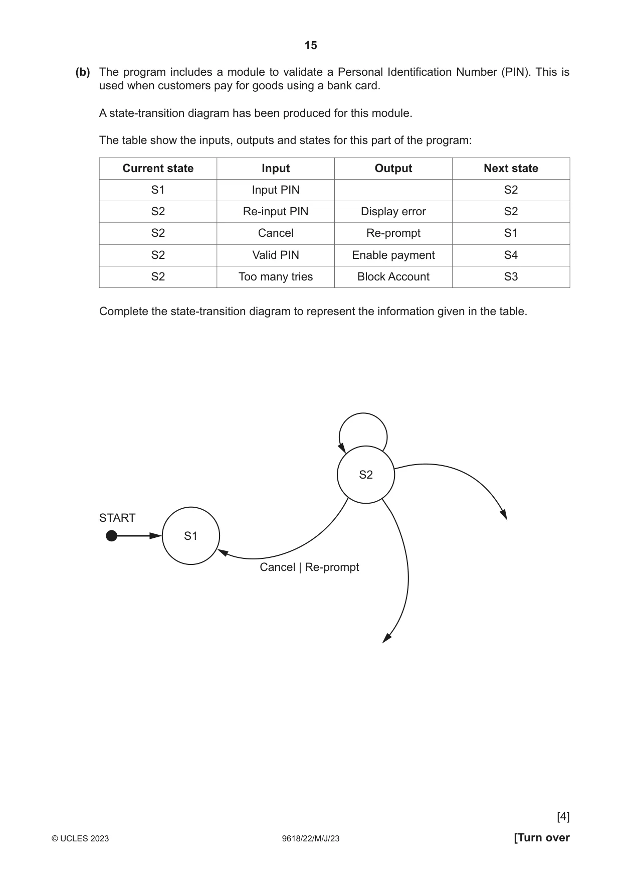 Cambridge A Level Computer Science 9618 2023 May/June Paper 2 · Variant 2 question paper, page 15 of 20
