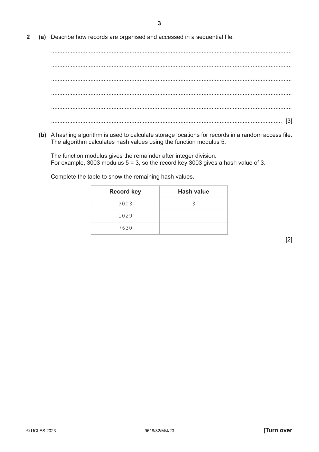 Cambridge A Level Computer Science 9618 2023 May/June Paper 3 · Variant 2 question paper, page 3 of 16