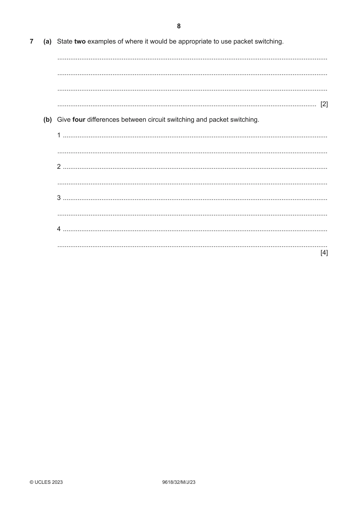 Cambridge A Level Computer Science 9618 2023 May/June Paper 3 · Variant 2 question paper, page 8 of 16