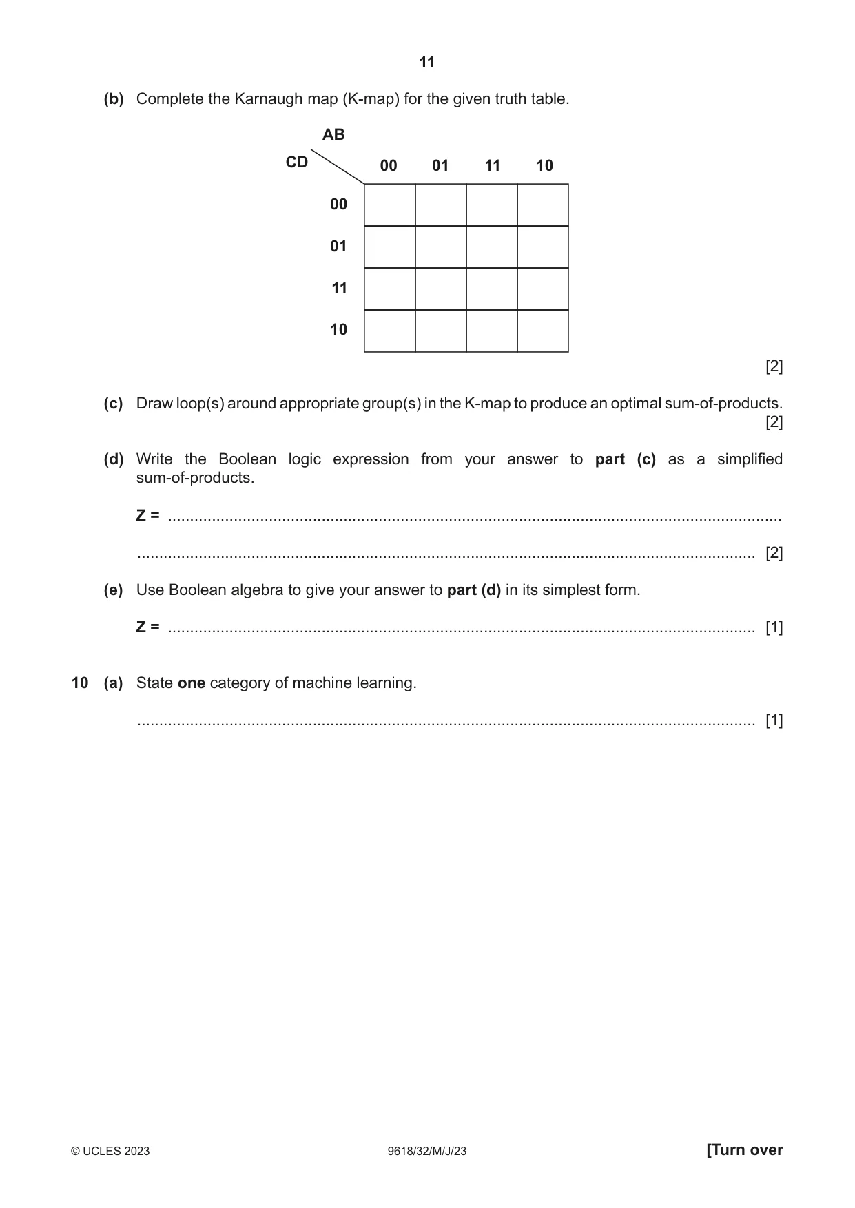 Cambridge A Level Computer Science 9618 2023 May/June Paper 3 · Variant 2 question paper, page 11 of 16