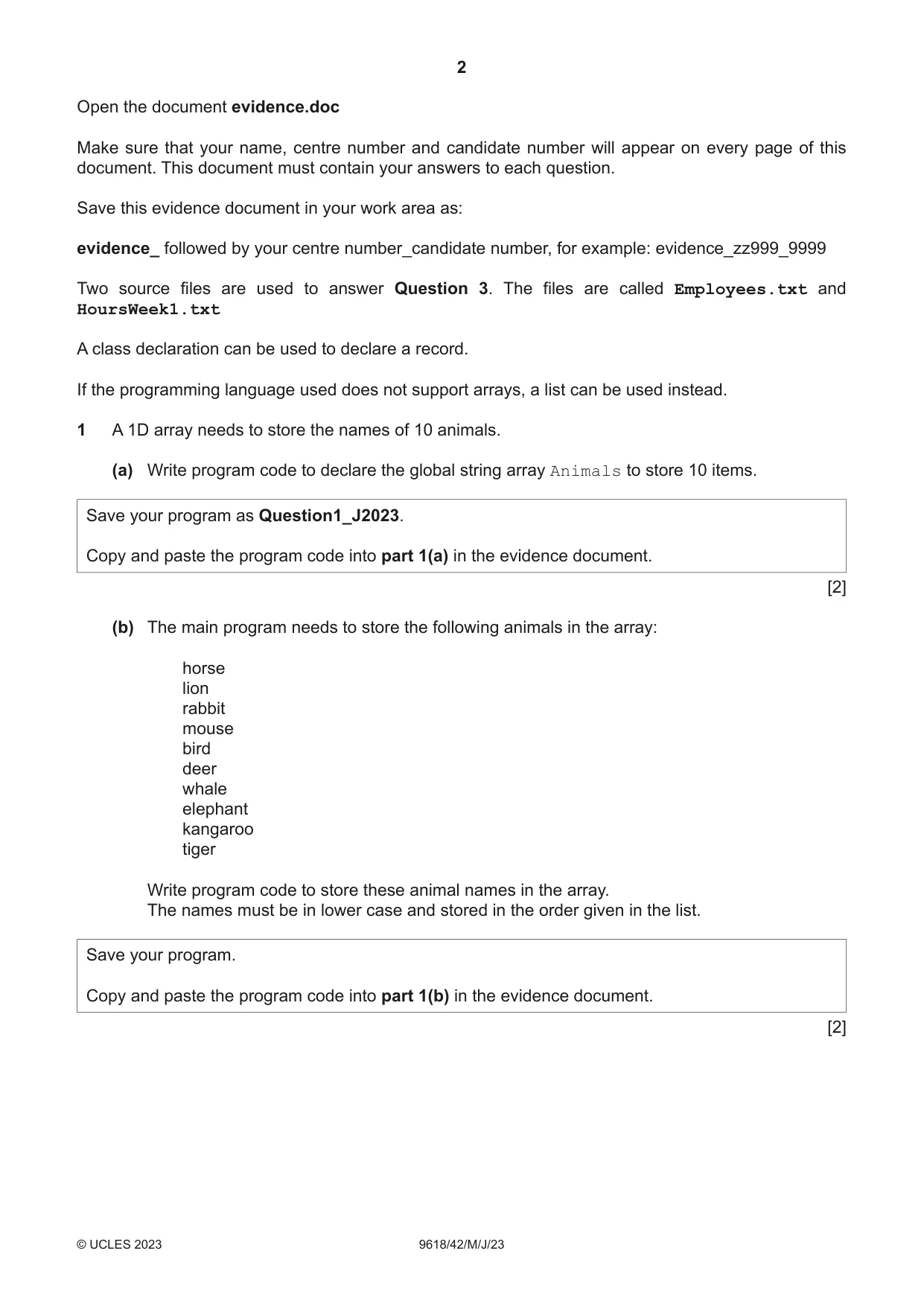 Cambridge A Level Computer Science 9618 2023 May/June Paper 4 · Variant 2 question paper, page 2 of 12