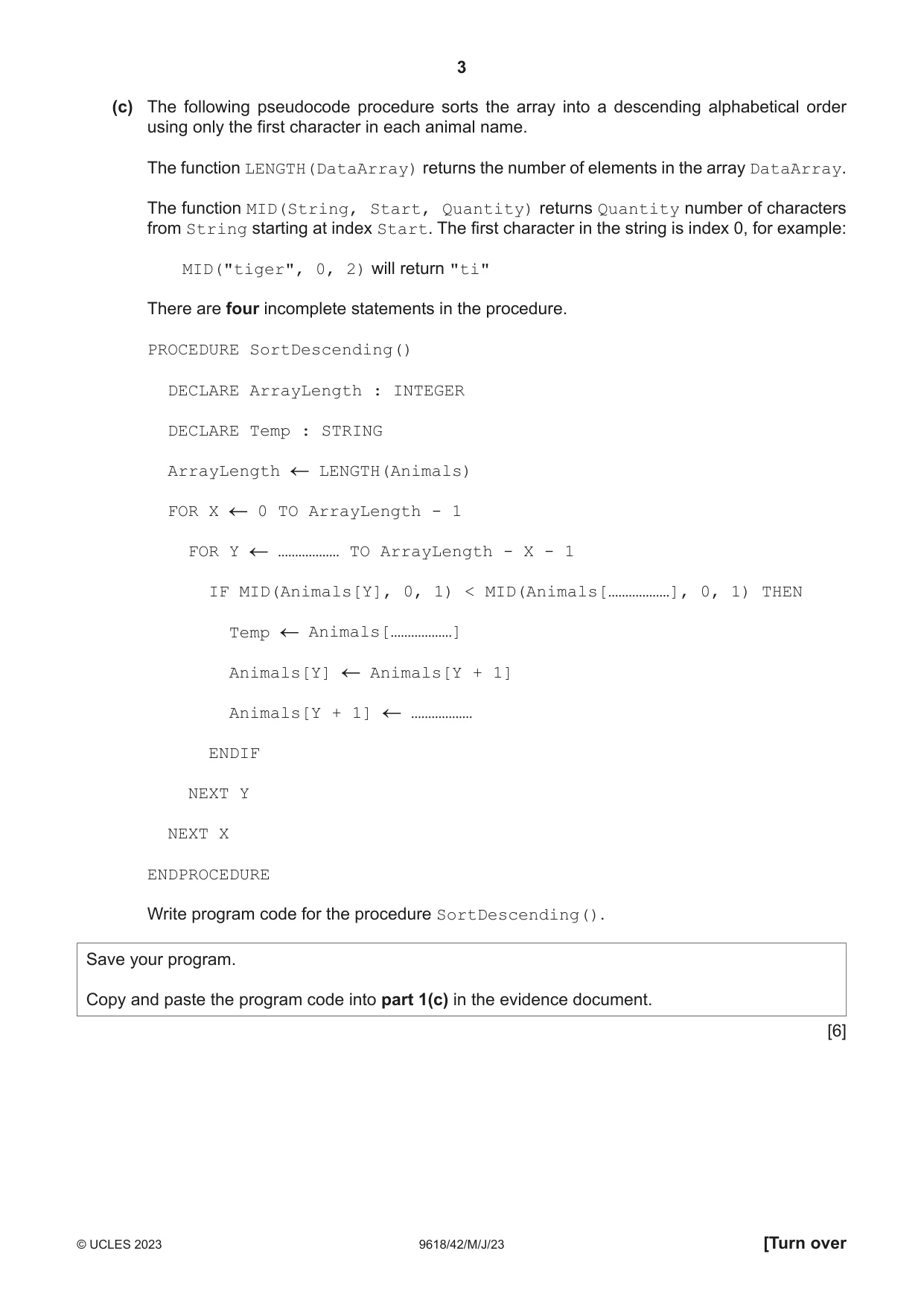 Cambridge A Level Computer Science 9618 2023 May/June Paper 4 · Variant 2 question paper, page 3 of 12