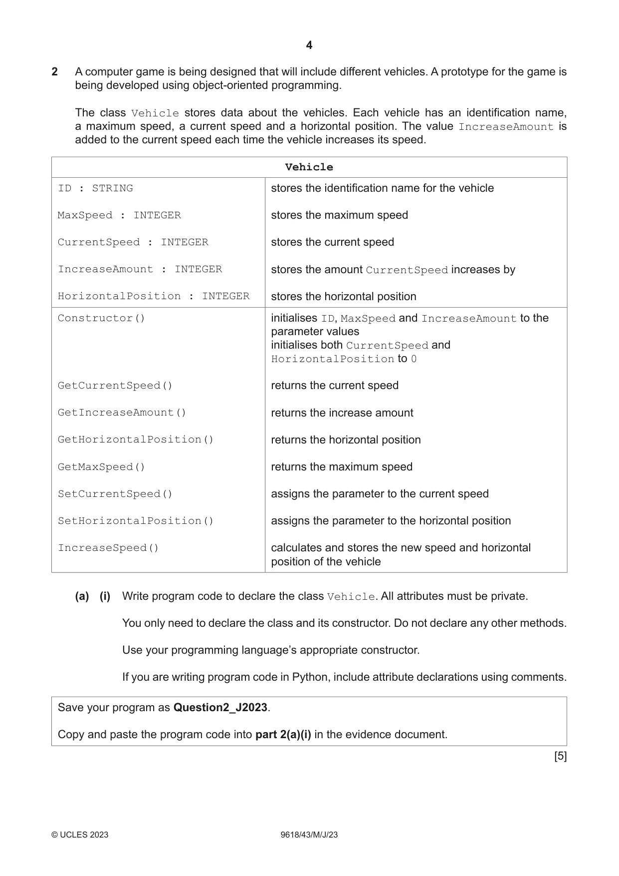 Cambridge A Level Computer Science 9618 2023 May/June Paper 4 · Variant 3 question paper, page 4 of 12