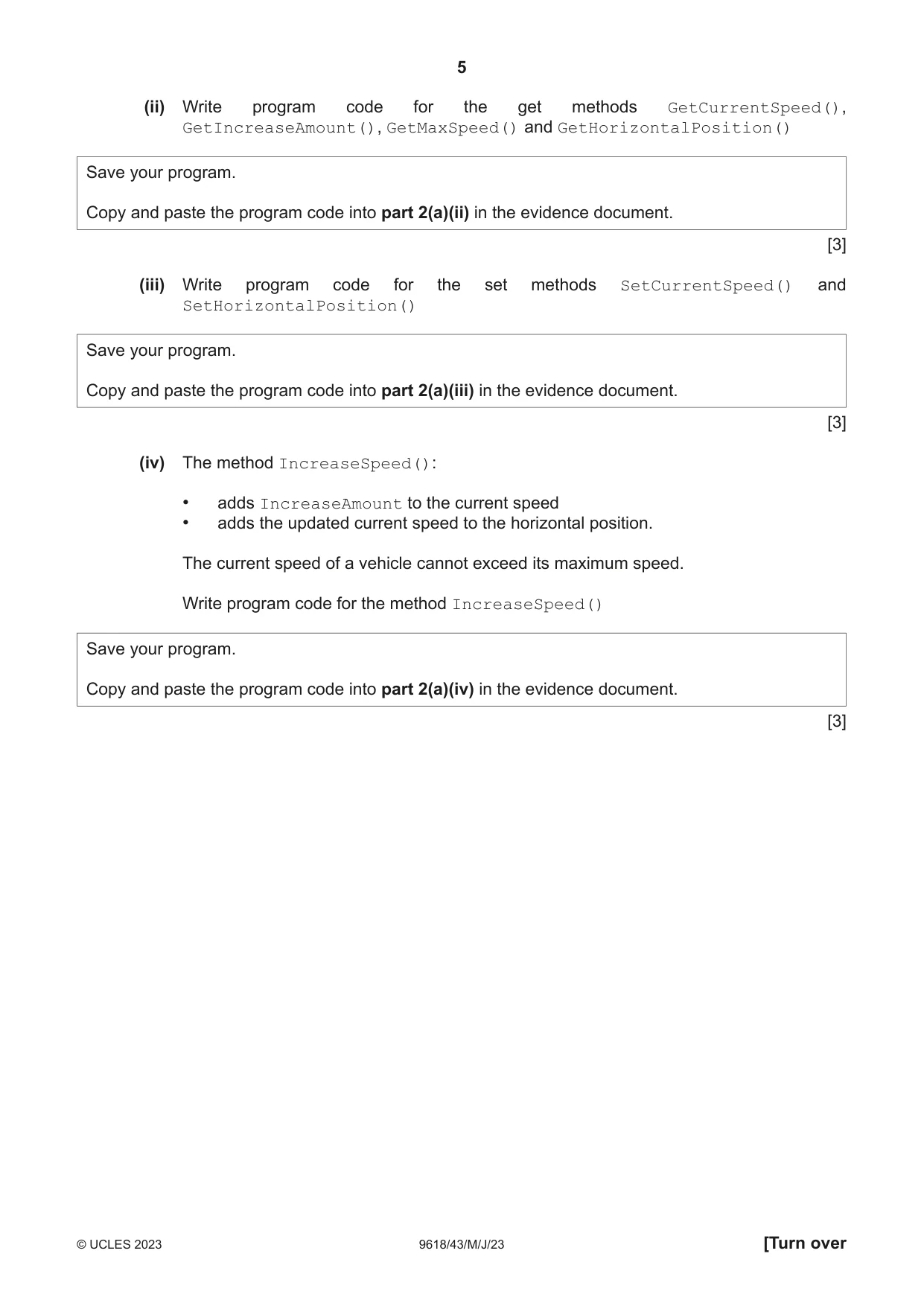 Cambridge A Level Computer Science 9618 2023 May/June Paper 4 · Variant 3 question paper, page 5 of 12