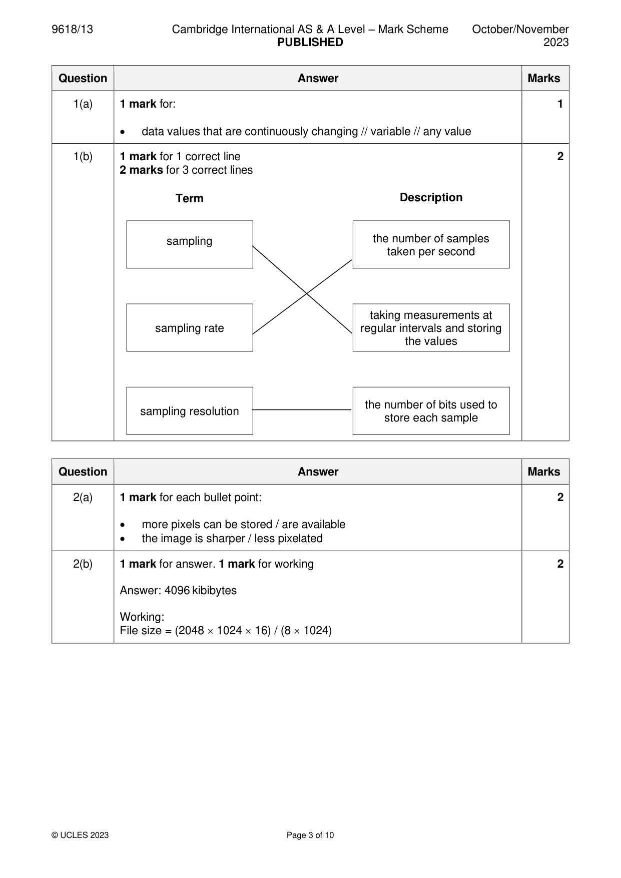 Mark scheme, page 3 of 10