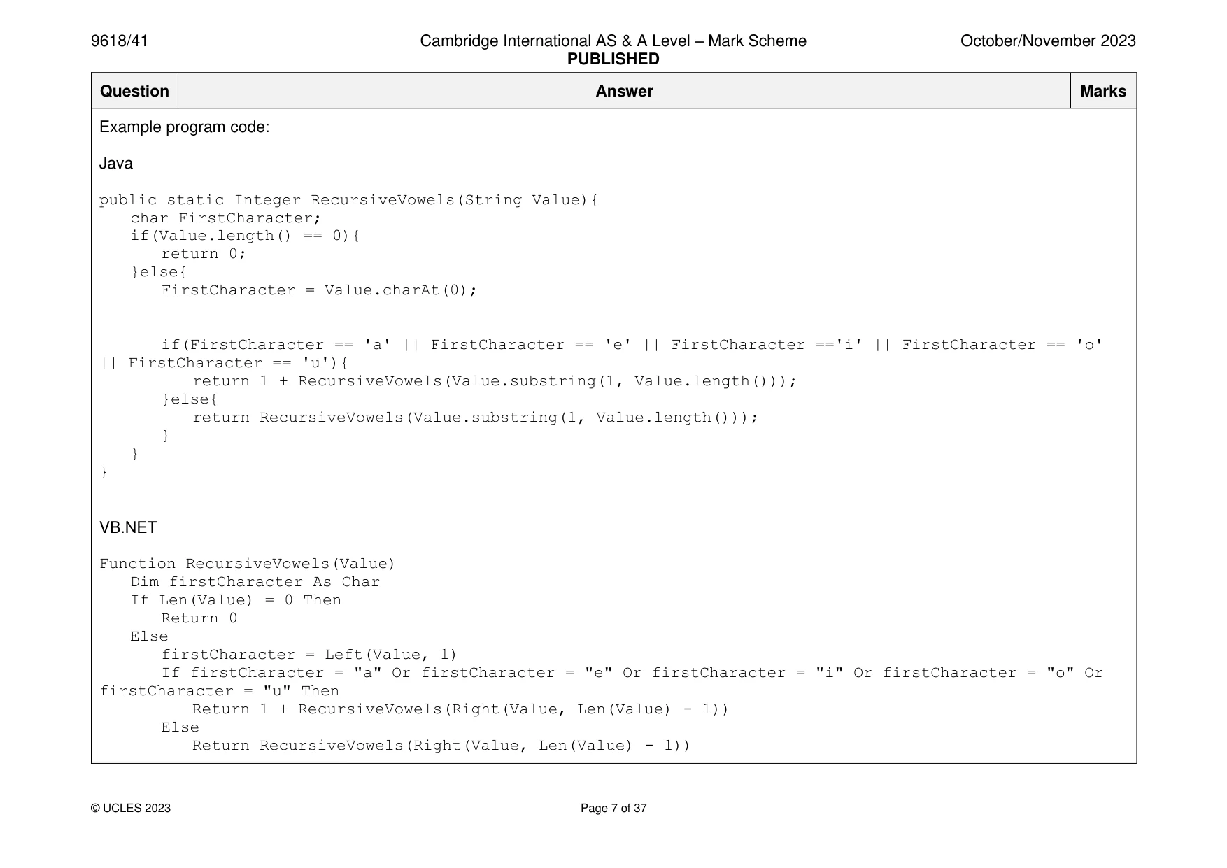 Mark scheme, page 7 of 37