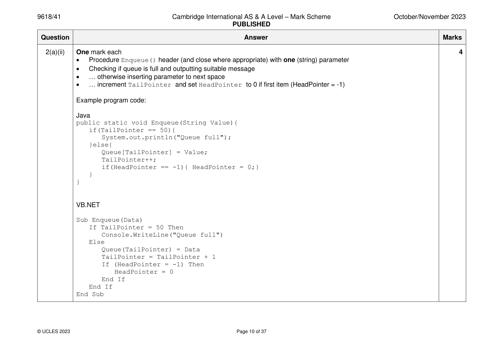 Mark scheme, page 10 of 37